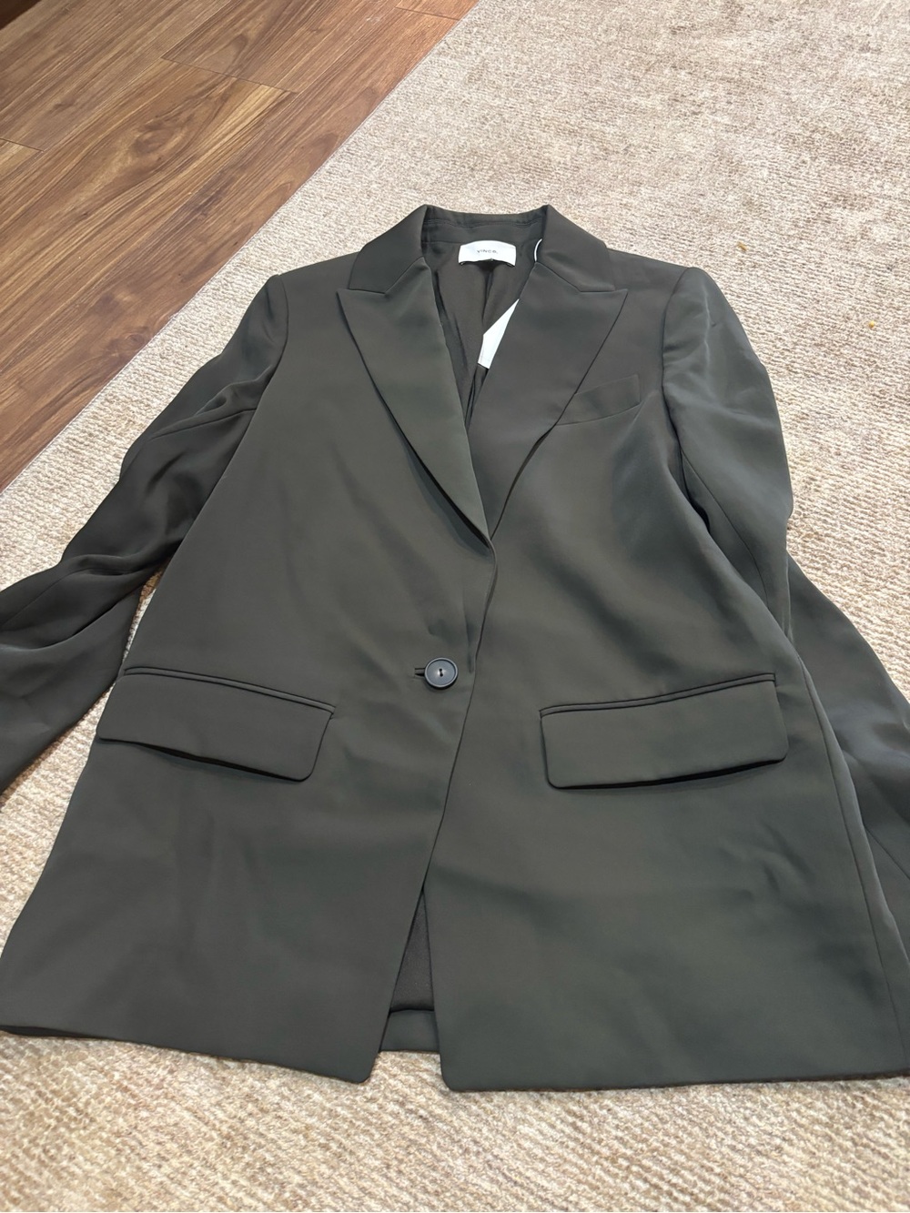 Vince Olive Green Single-Button Blazer - Picture 2 of 6